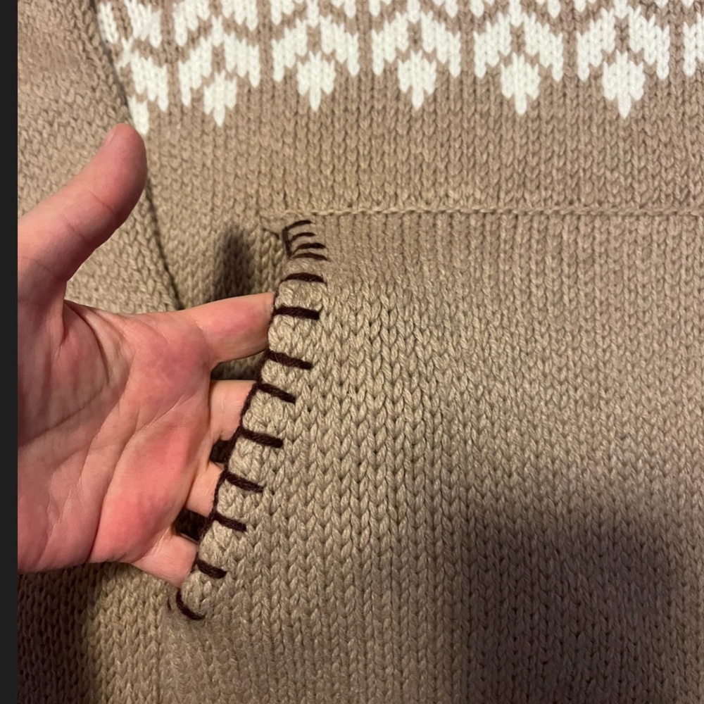 Zara limited edition brown camel Fair Isle wool jacquard poncho sweater … - Picture 5 of 14
